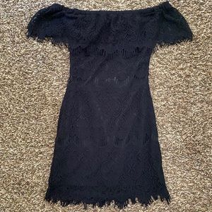Lace Off Shoulder Little Black Dress